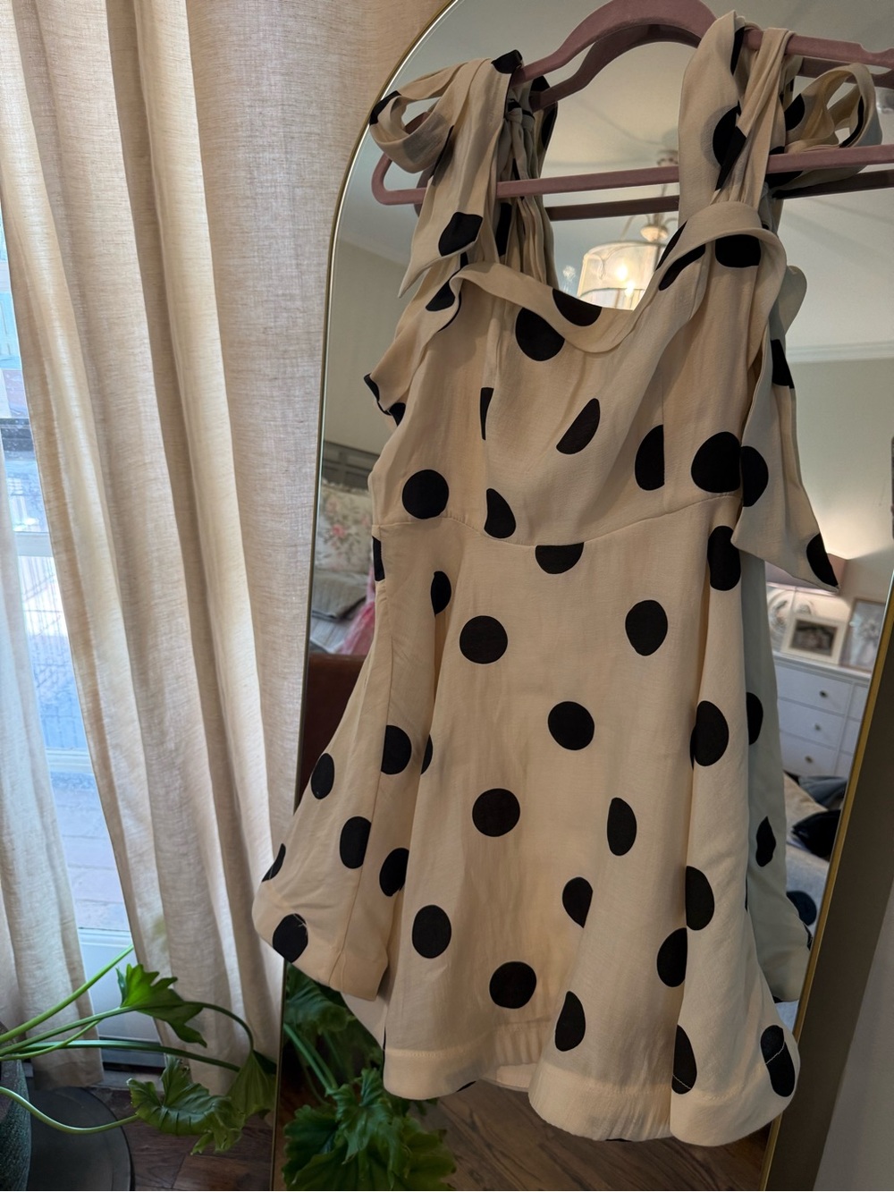 Luxxel Cream and Black Polka Dot Dress